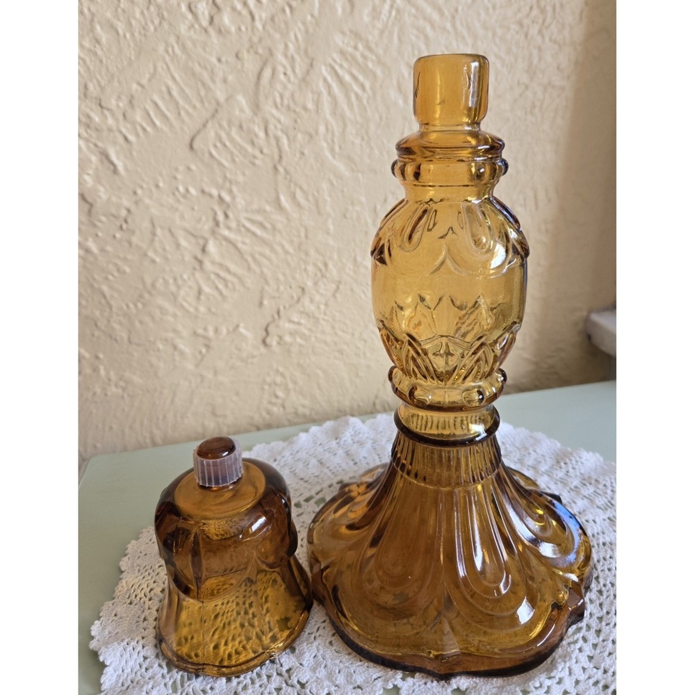 Rare Amber Decanter St. Julian Wine Co. Victorian With Candle Holder 40's - Picture 9 of 9